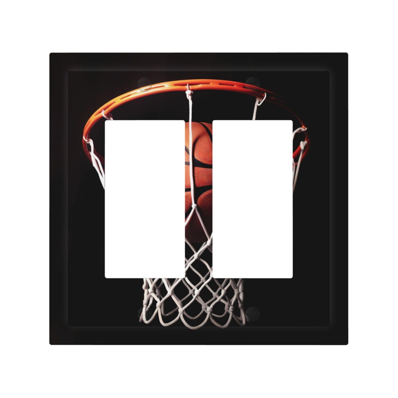 Decorator Double Toggle Light Switch Covers Basketball Wall Plate 2-Gang Mid Size 5" x 4.9" Double Toggle Switch Wallplate Decorative 2 Gang Wall Switch Plate Covers