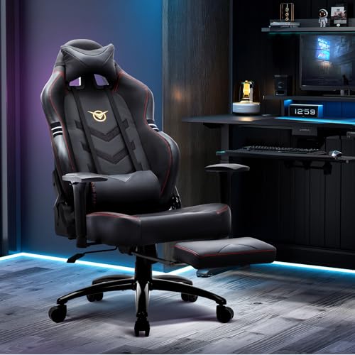 COLAMY Big and Tall Gaming Chair with Footrest -Racing Style Computer Gamer PC Chair, Ergonomic High Back, Wide Seat, Reclining Back, 3D Armrest, Headrest and Lumbar Support for Adult, Black - Image 3