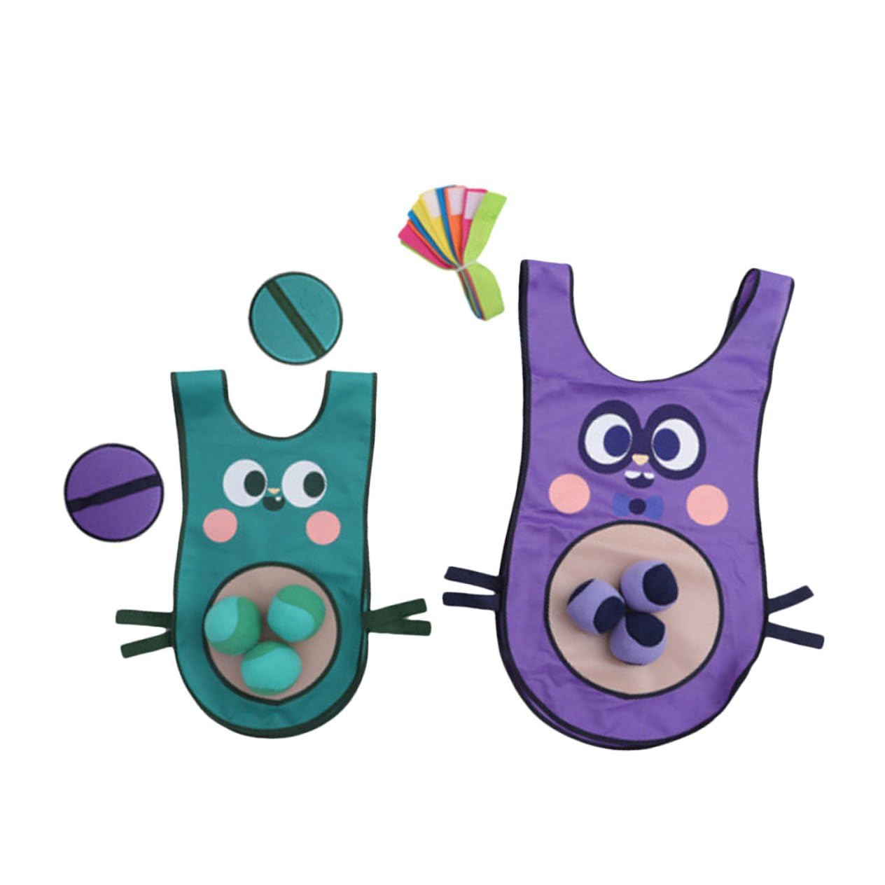 Mikikit Jeu De Balles Collantes avec Gilet Garçon Fille Jouet Extérieur Interactif pour Fête Plein Air Améliore La Coordination Main-œil Développement Motricité Couleurs Aléatoires