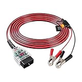 【Affichage intelligent et compatibilité】 : le câble OBD2 indique le basculement entre l'affichage de la tension et de l'ampérage. L'adaptateur de 1,5 m de long fonctionne avec n'importe quelle source d'alimentation 12 V CC et est compatible avec les voitures, SUV et véhicules utilitaires légers