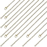 BEAMARKER 24 unidades, 60 cm cadena de collar bronce, cadenas de cable metálicas al por mayor, collar de hierro antiguo 4 x 3 mm con cierre langosta y tarjeta de presentación para fabricación de joyas