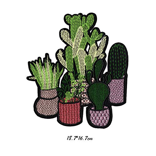 3D Cactus Embroidered Patches Diy Iron On Flowers Parches Embroidery Applique For Clothing Jeans T-Shirts Patchwork Badges 3 Pcs #TOP2