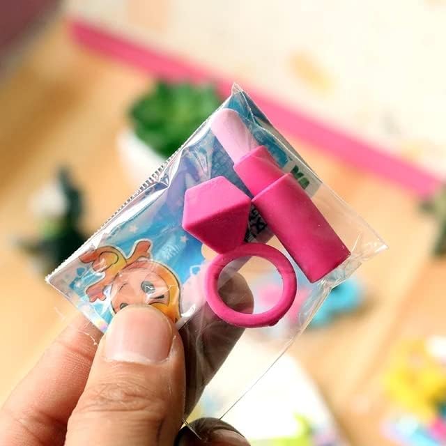 Image of AK Store (Pack of 4) 3D Cute Cartoon Shape Rubber Pencil Erasers, School Stationery for Kids, Boys Girls, Birthday Return Gifts (Makeup)