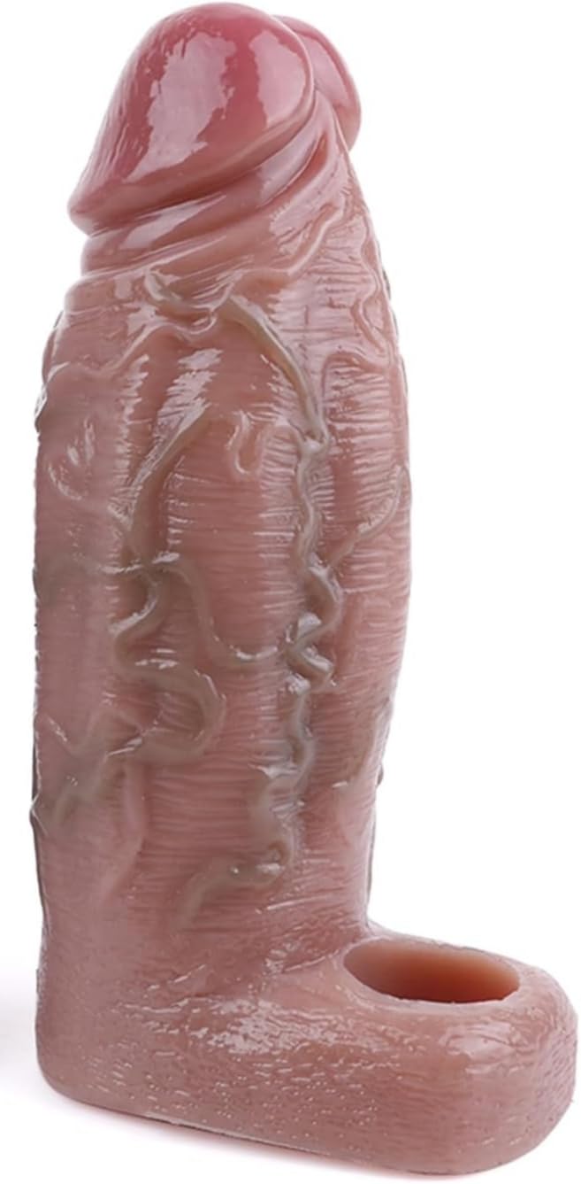 Gaine d'extension réutilisable avec poignée pour pénis artificiel, gaine pénienne pour homme, jouet pour adultes ; gaine d'extension réaliste et creuse avec poignée pour pénis artificiel
