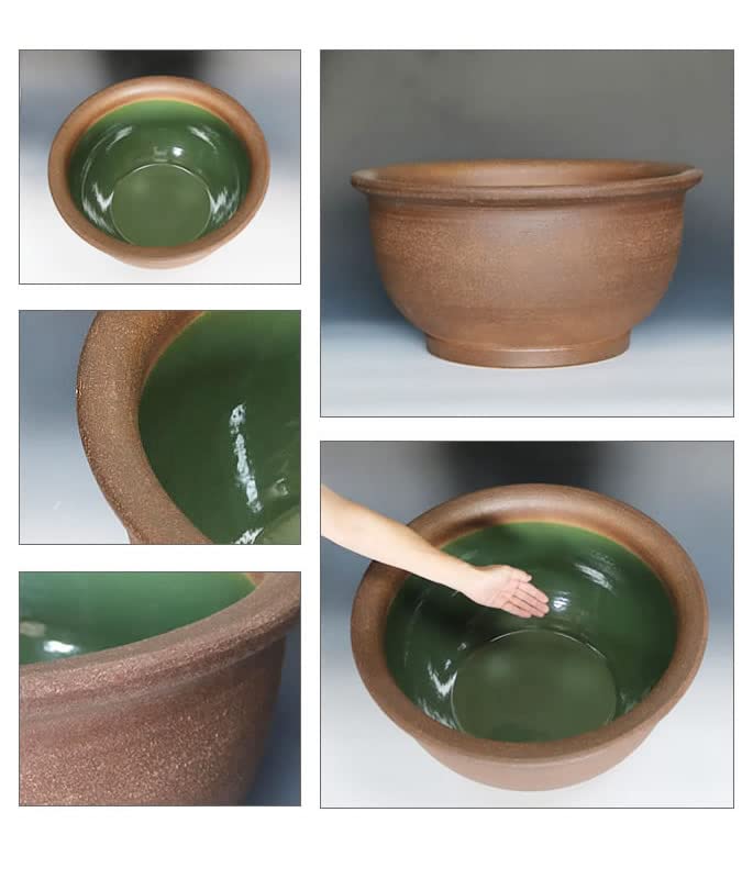 信楽焼のスズ Amazon | 信楽焼 20号ケズリ鈴型すいれん鉢 茶色 ブラウン 睡蓮鉢