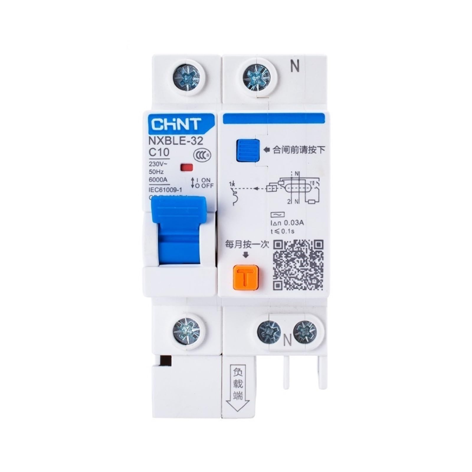 Disyuntor de corriente residual 1P+N interruptor magnetotermico 16A NXBLE-32 30mA 6KA