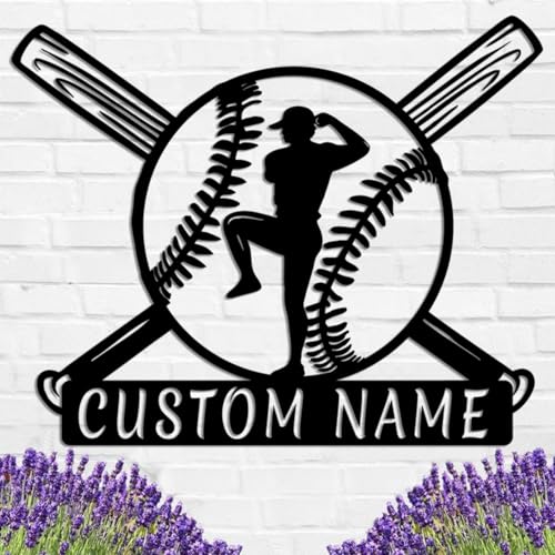 Eulwwkcal Custom Windup Pitcher Baseball Metal Sign