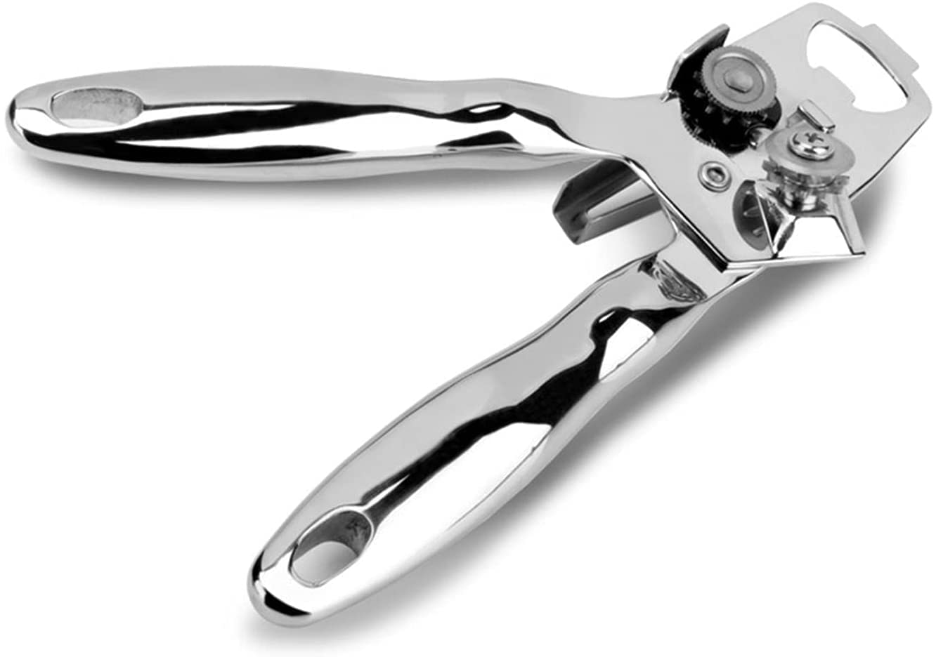 Apriscatole, apriscatole manuale 3 in 1 bordo liscio, apribottiglie impugnature ergonomiche antiscivolo, apriscatole leggero in acciaio inossidabile con lama affilata resistente per l'artrite degli