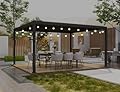 PURPLE LEAF Louvered Pergola 94AS 12' x 16' Outdoor Aluminum Pergola with Two Independently Adjustable Roof with 24 Light Bulbs for Backyard Garden