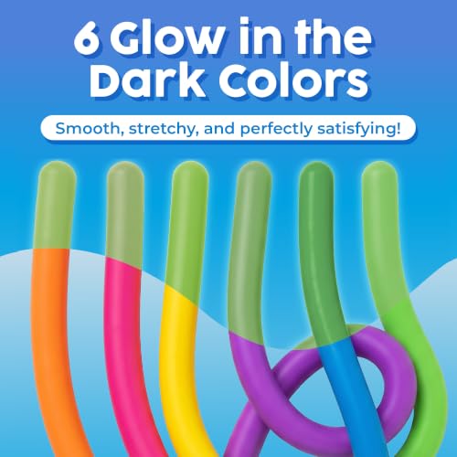 Image of BUNMO Sensory Toys Stretchy Strings for Toddlers 3+ - Vibrant & Stretchy Fidget Toys for Kids - Hours of Fun for Kids - Non-Mouthable Toy 3+ - Glow 6 Pack