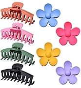 Hair Claw Clips 8PCS Flower Hair Clips – Big Cute Claw Clips For Women Thin Hair, Large Claw Clip...
