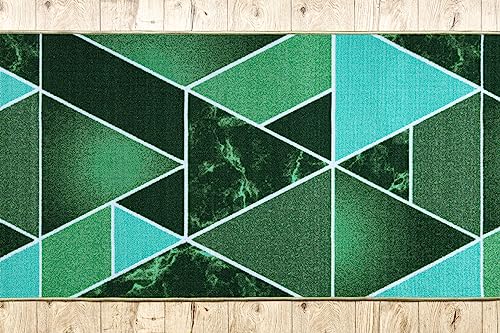 Alfombra de Pasillo Moderna Lavable Verde 110x250 rugsx Triángulos 8