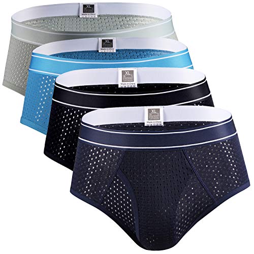 Ouruikia Men’s Underwear Briefs Sports Performance Briefs Mesh Active Underwear Quick Dry Briefs