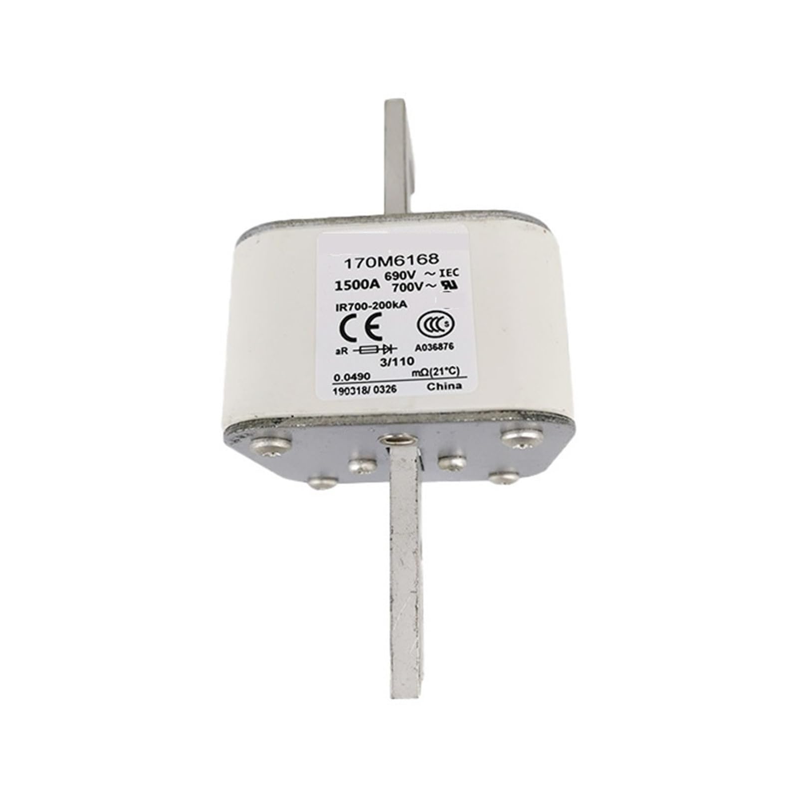Fusible rapide basse tension 170M6168 cartouche de sécurité pour onduleur triphasé