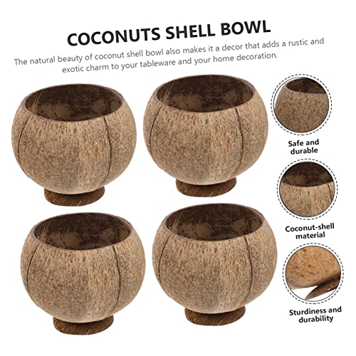 HANABASS 4 Peças De Copos De Coco Natural Decoração Para Casa Decoração Havaiana Tigela De Sobremesa