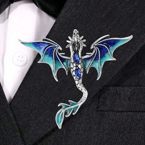 Image of Dragon Brooch for Men Suit Lapel Enamel Pins for Suits Fashion Accessories Shirt Clip