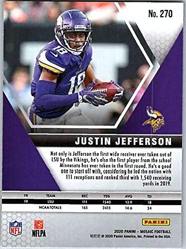 2020 Mosaic Football #270 Justin Jefferson Minnesota Vikings SP Short Print Official Panini NFL Trading Card