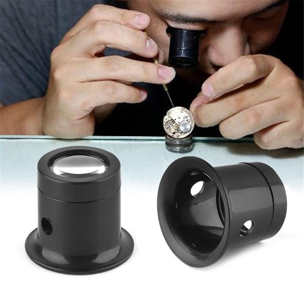 10X Monokular Glaslupe Uhr Schmuck Reparatur Werkzeuge Lupenlinse Schwarz