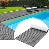 COSTWAY Bodenbelag für Boote Selbstklebend, 240 x 90 cm, Teak Eva Schaum Deckbeschläge, Rutschfester Teppich Matte, Bodenmatte für Yacht Schiffsdecks Kajak, Decking Sheet für Schwimmbad (Grau)
