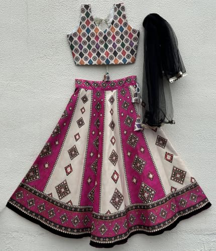 Image of Girls Art Silk Lehenga Choli Set with Net Dupatta (5-12 Years)