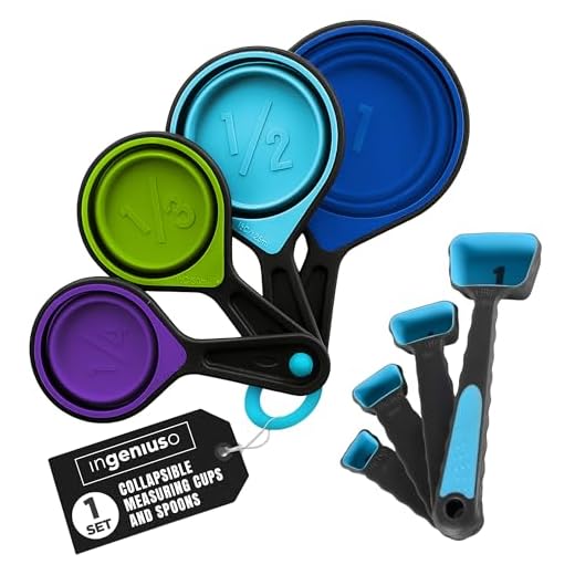 Collapsible Measuring Cups and Measuring Spoons - Portable Food Grade Silicone for Liquid & Dry Measuring