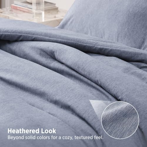 Image of Bedsure Queen Comforter Set - Navy Blue Soft Bedding for All Seasons, Cationic Dyed Bed Set, 3 Pieces, 1 Queen Size Comforter (90 inchx90 inch) and 2 Pillow Shams (20 inchx26 inch+2 inch)