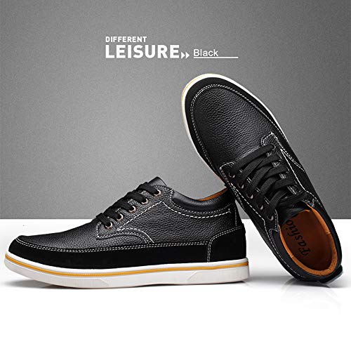 Men's Invisible Height Increasing Elevator 2.36 Inches Taller Shoes Leather Suede Stitching Lace-up Oxfords2