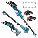 2-IN-1 Cordless Pole Saw & Mini Chainsaw, Seesii 6-inch Brushless Chain Saw with 2x 2.0Ah Battery 15-Foot MAX Reach Pole Saw for Wood Cutting Garden 2023 UPGRADE CH1000