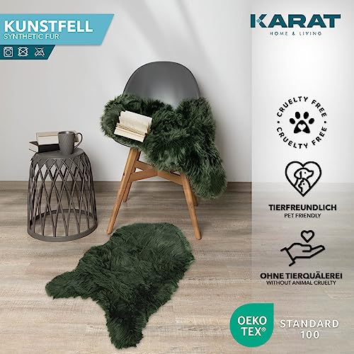 KARAT Kunstfell Thyme Flauschige Stuhlkissen Fell Deko für Wohzimmer & Kinderzimmer, Bettvorleger Teppich, Fell Sitzauflage, Dekofell 90x60 cm (Nelly)