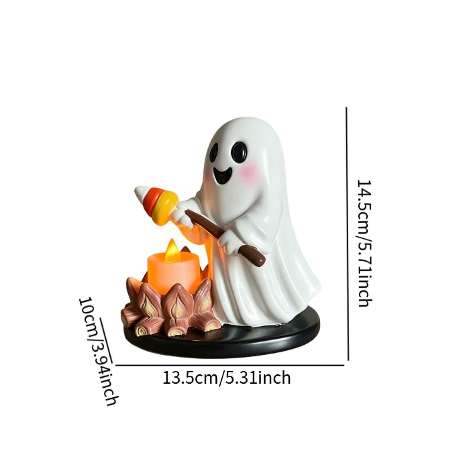 Portavelas de Té para Halloween, Portavelas para Fogata, Centro de Mesa con Figura de Resina Y Efecto de Parpadeo Dinámico, Ideal para Decoración, Style B, Individual