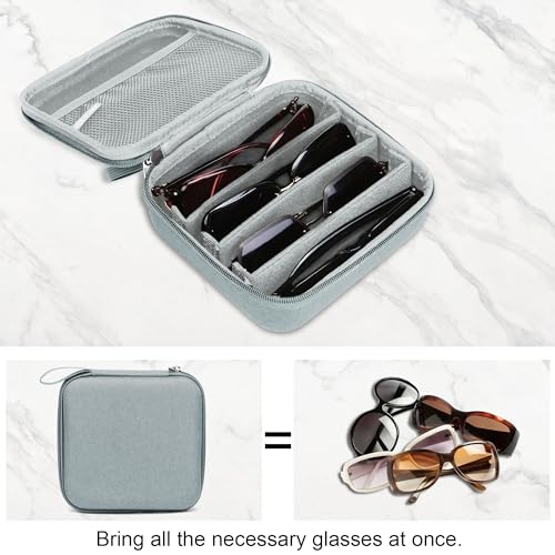 Image of Bukere Travel Sunglasses Organizer Case Adjustable Slot For Multiple Eyeglasses Hard-shell Portable Storage Box for Men Women