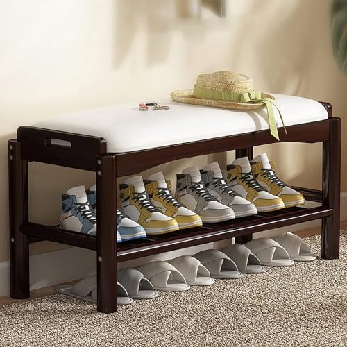 Banc à chaussures fonctionnel avec assise rembourrée pour entrée et hall