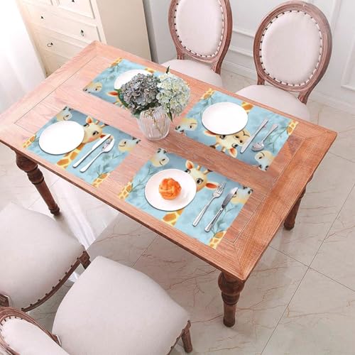 Sets de table PVC motif girafe résistants chaleur 4 pièces - 7