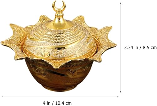 Miniatura 3 de Bandeja decorativa para decoración del hogar, cuenco dorado pequeño, cuenco de metal para dulces, chocolate turco y azúcar, tarro con tapa para