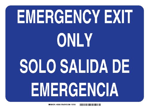 Panneau Emergency Exit Only Brady en aluminium 25,4x35,6 cm pour balisage de secours