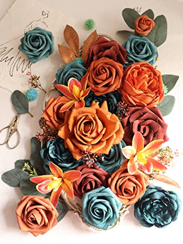 D-Seven Artificial Flowers 30Pcs Real Looking Fake Roses With Stem For Diy Wedding Bouquets Centerpieces Party Baby Shower Home Decorations (Burnt Orange) #TOP5