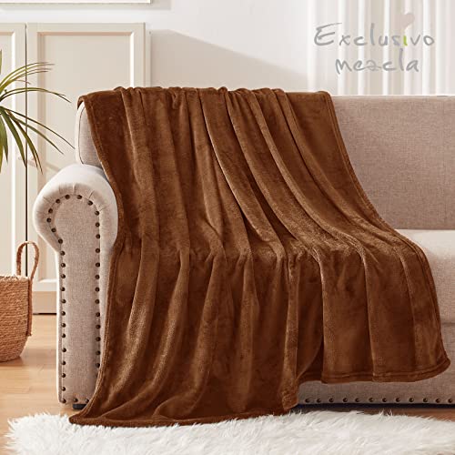 Exclusivo Mezcla Extra Large Fleece Throw Blanket For Couch, Sofa And Bed, 300Gsm Super Soft Blankets And Warm Throws, Cozy, Plush, Lightweight (50X70 Inches, Brown) #TOP1
