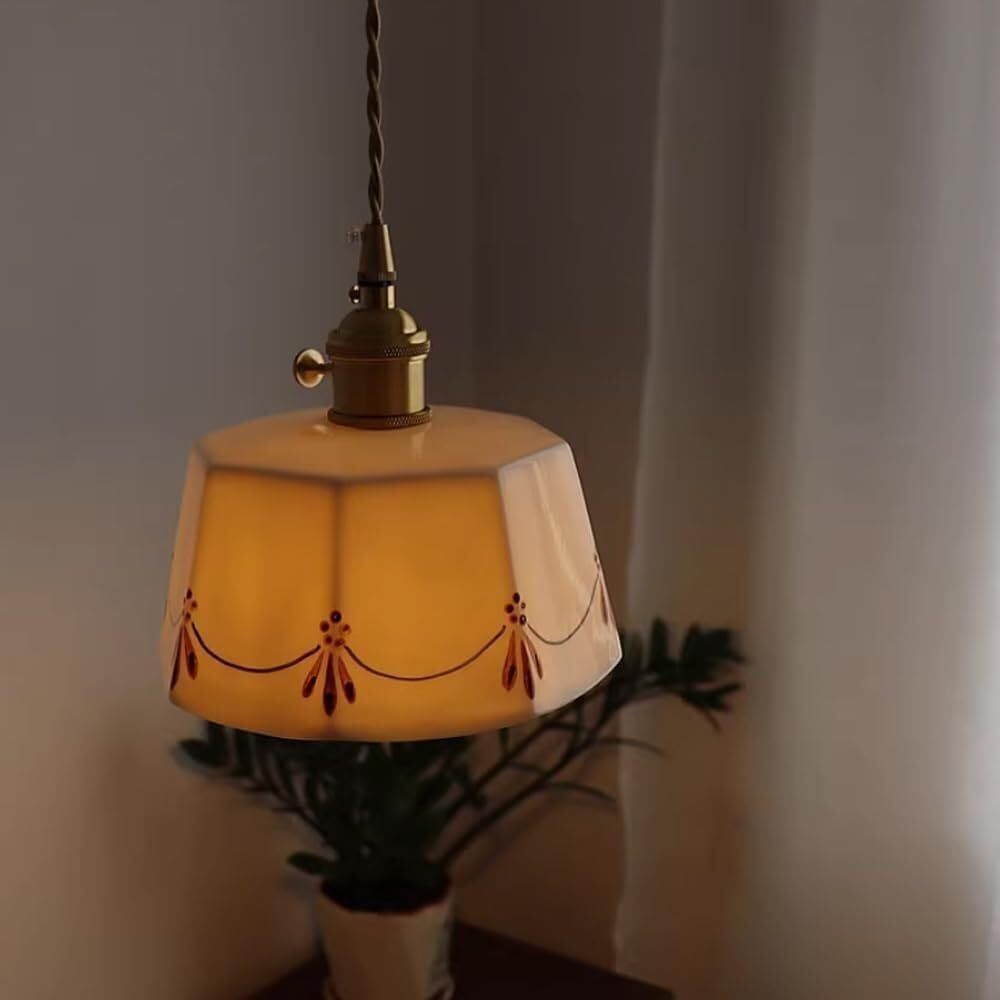 Dario in Ceramica Semplice e Creativo OU, da a Sospensione a Testa Sina con Sorgente Luminosa E27, da a Sospensione da soffitto per Comodino da Camera da Letto, da da soffitto
