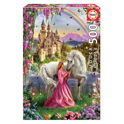 Educa- Puzzles 500 piezas, Hada y unicornio (17985)