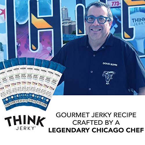 Think Jerky, Original Grass-Fed Beef Sticks (1.0 Ounce Sticks, Pack of 10 Sticks) - Sugar Free, Gluten Free, Non GMO, No Nitrates, Keto Friendly, Paleo, High Protein, Low Carb