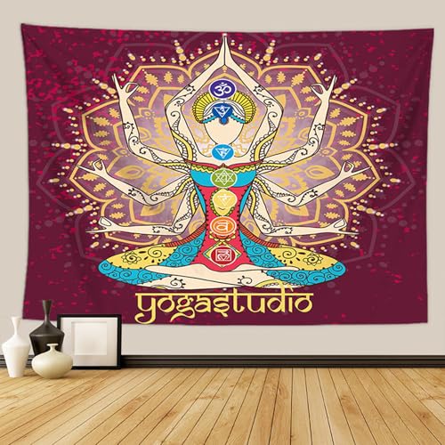xueneige Tapiz para meditación y yoga póster decorativo de los siete chakras pequeño tapiz para colgar en la pared mandala hippie trippy arte mural manta de playa residencia universitaria hogar