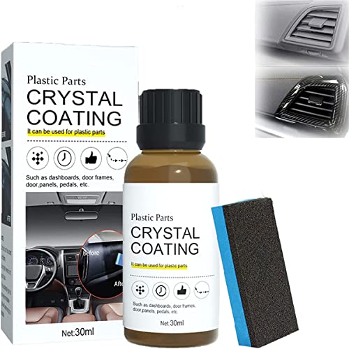 Cristal Coating para Plástico Del Carro, Naidashi Plastic Parts Crystal Coating for Car with Sponge, Plastic Parts Refurbish Agent with Instant Detailing Sponges (1Pcs)