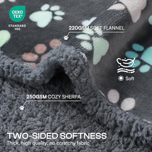 Image of Luciphia Waterproof Pet Blankets for Couch Sofa Bed Cover Liquid Pee Proof Washable Soft Fluffy Large Dog Blanket Reversible Furniture Protection Grey Paw Thicken Large(65 inch x 57 inch)
