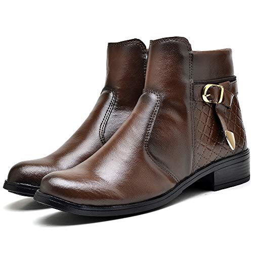 Bota Coturno Cano Curto Feminino DUBUY 207FDB Tamanho:36;cor:Marrom;gênero:Feminino