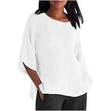 Ceboyel Cotton Linen Tops for Women 3/4 Sleeve Crewneck Tunic Blouses Dressy Causal Gauze Shirts Ladies Summer Clothing 2025