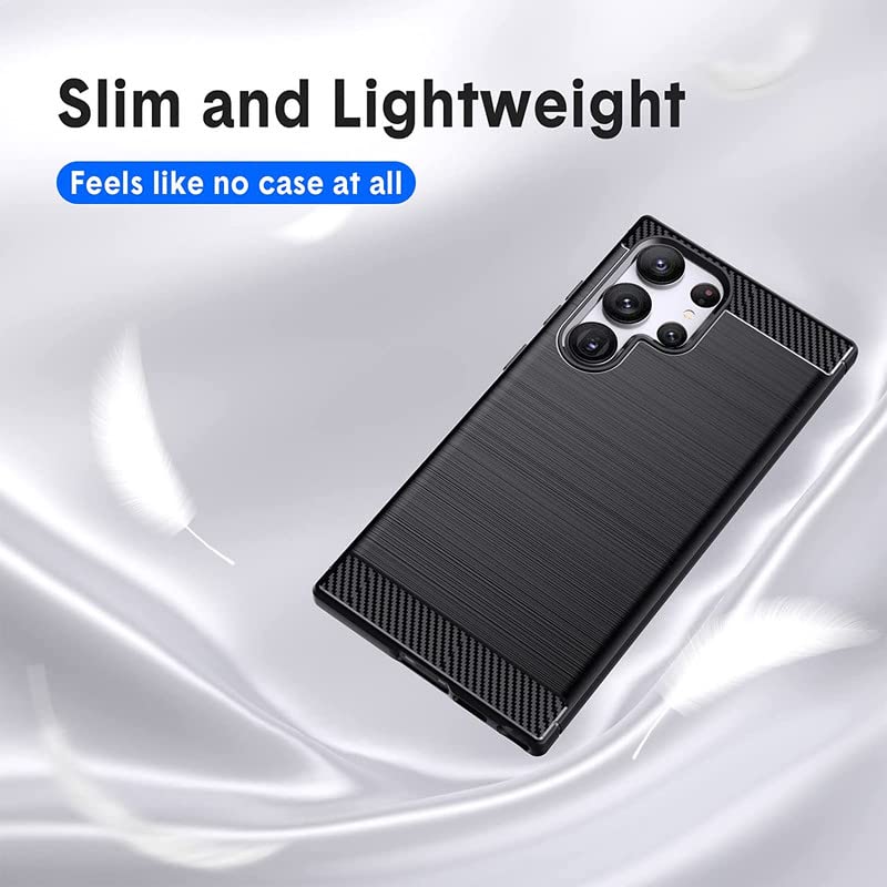 Image of NPRC Hybrid Ultra Slim Protective Case TPU Non-Slip Carbon Fiber Texture Shockproof Case Cover for Samsung Galaxy S23 Ultra - Black