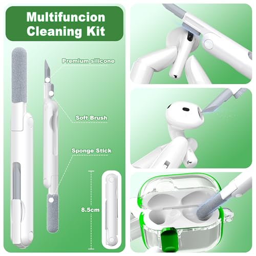 Image of for AirPods 4th Generation Case 2024 with Bright Plated Bezel and Switches, Military-Grade Shockproof Transparent Anti-Yellowing for AirPods 4 Cover, Green