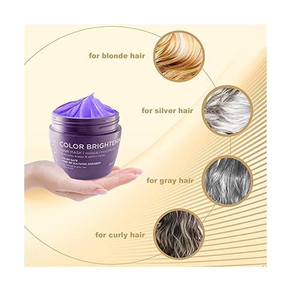 Luseta Purple Hair Mask 16.9 Oz, Deep Conditioner for Color Treated Hair Neutralizes Unwanted Yellow Tones and Removes Brassine, for Blond and Gray hair, Sulfate & Paraben Free