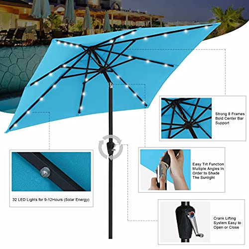 Image of ABCCANOPY Square Solar Led Patio Umbrellas 6.5FT x 6.5FT (Turquoise)