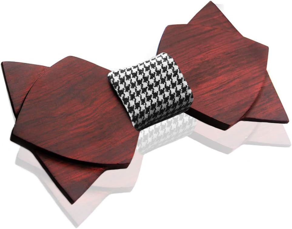 Wooden Bow Tie 100% Premium Quality Natural Handmade Wood Men and Boys Bowtie Adjustable Length Bow Tie for Wedding Party